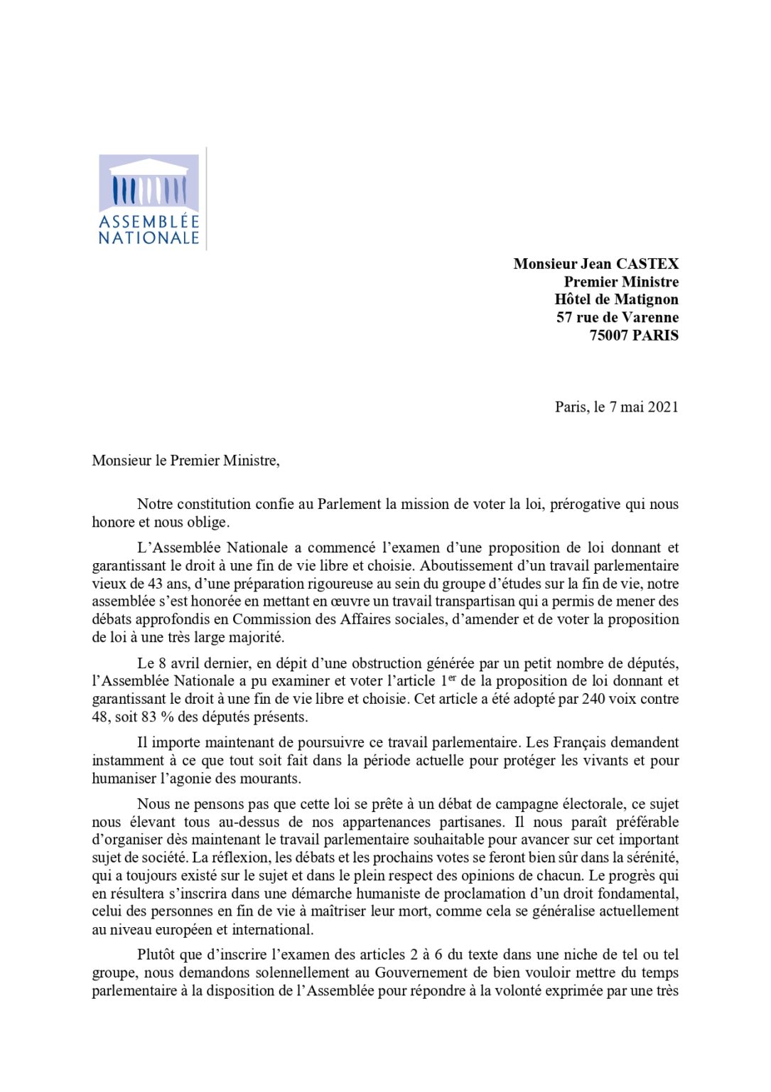 Lettre Au Premier Ministre Sur La Fin De Vie - La France Insoumise