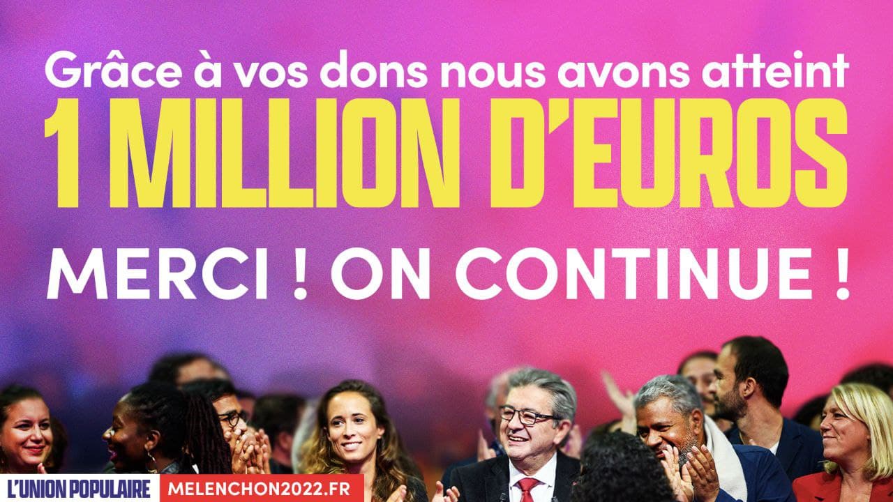 Déjà 1 million d’euros de dons pour la campagne de Jean-Luc Mélenchon !