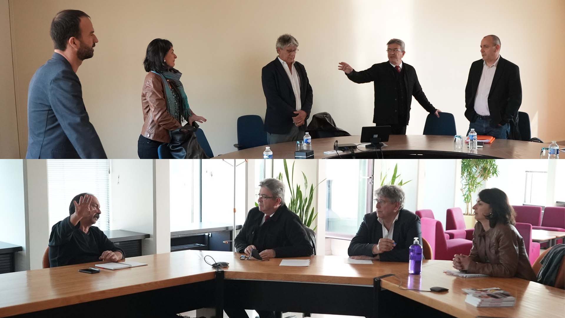 Rencontre entre Jean-Luc Mélenchon et les syndicats