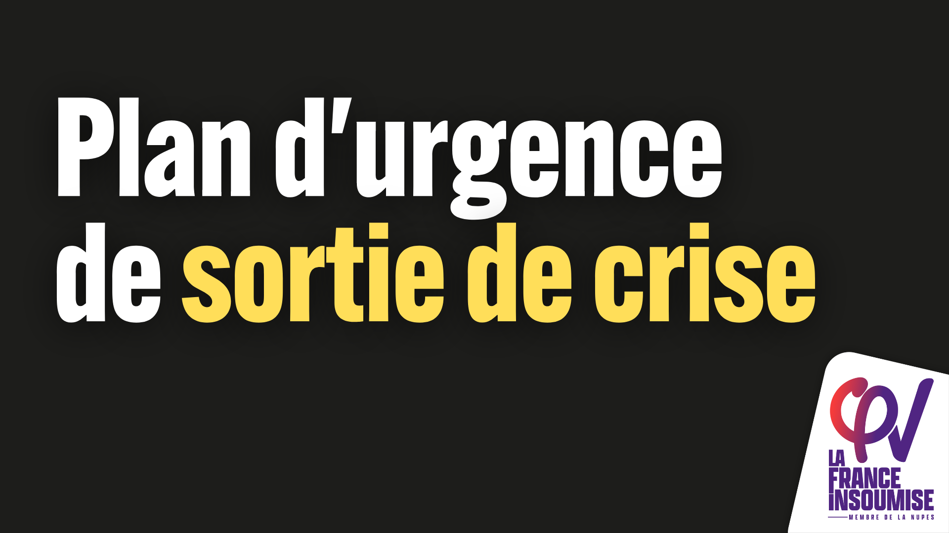 Plan d’urgence de sortie de crise