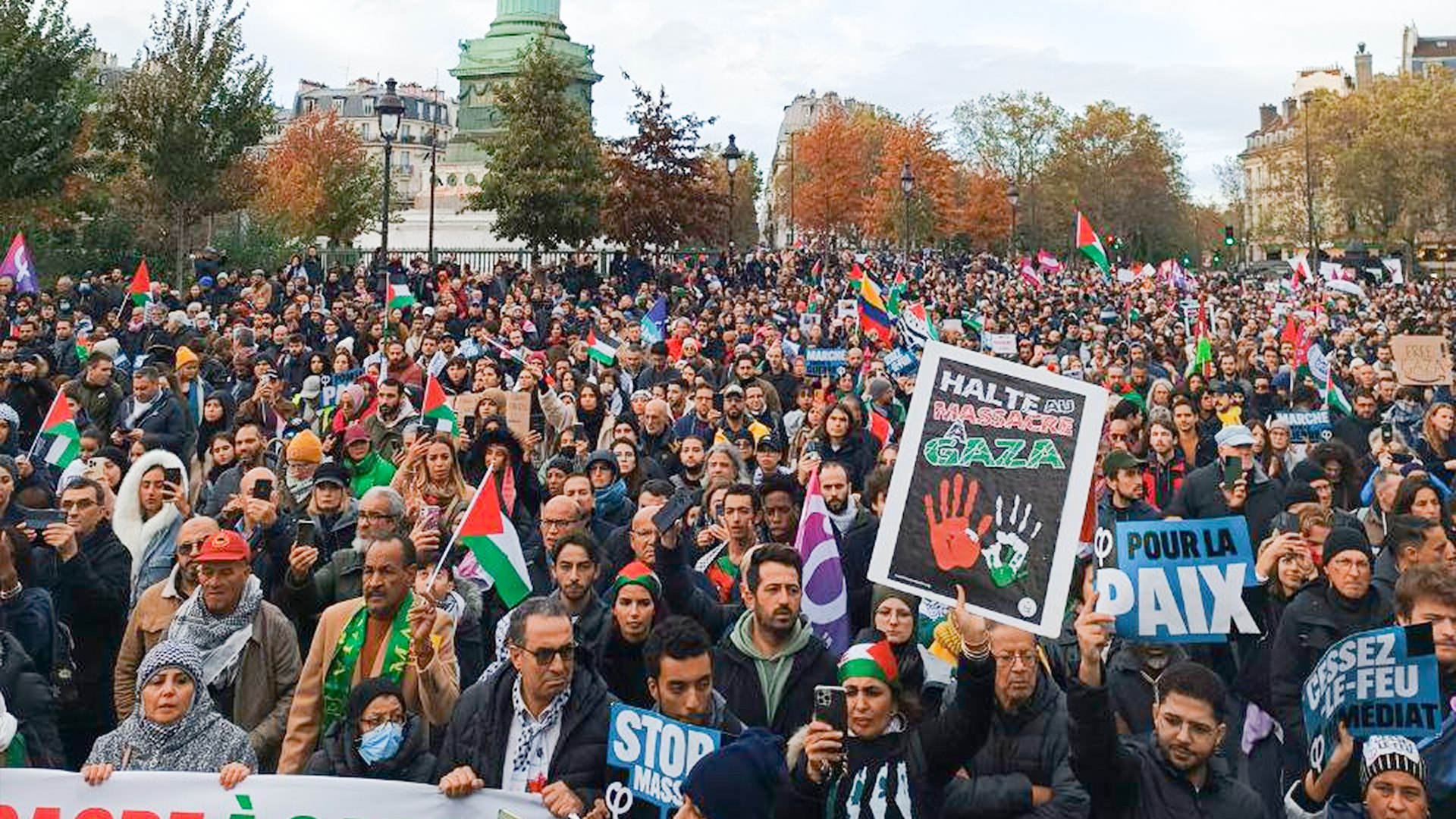60 000 personnes marchent à Paris, 100 000 en France, pour exiger un cessez-le-feu immédiat ! - Communiqué