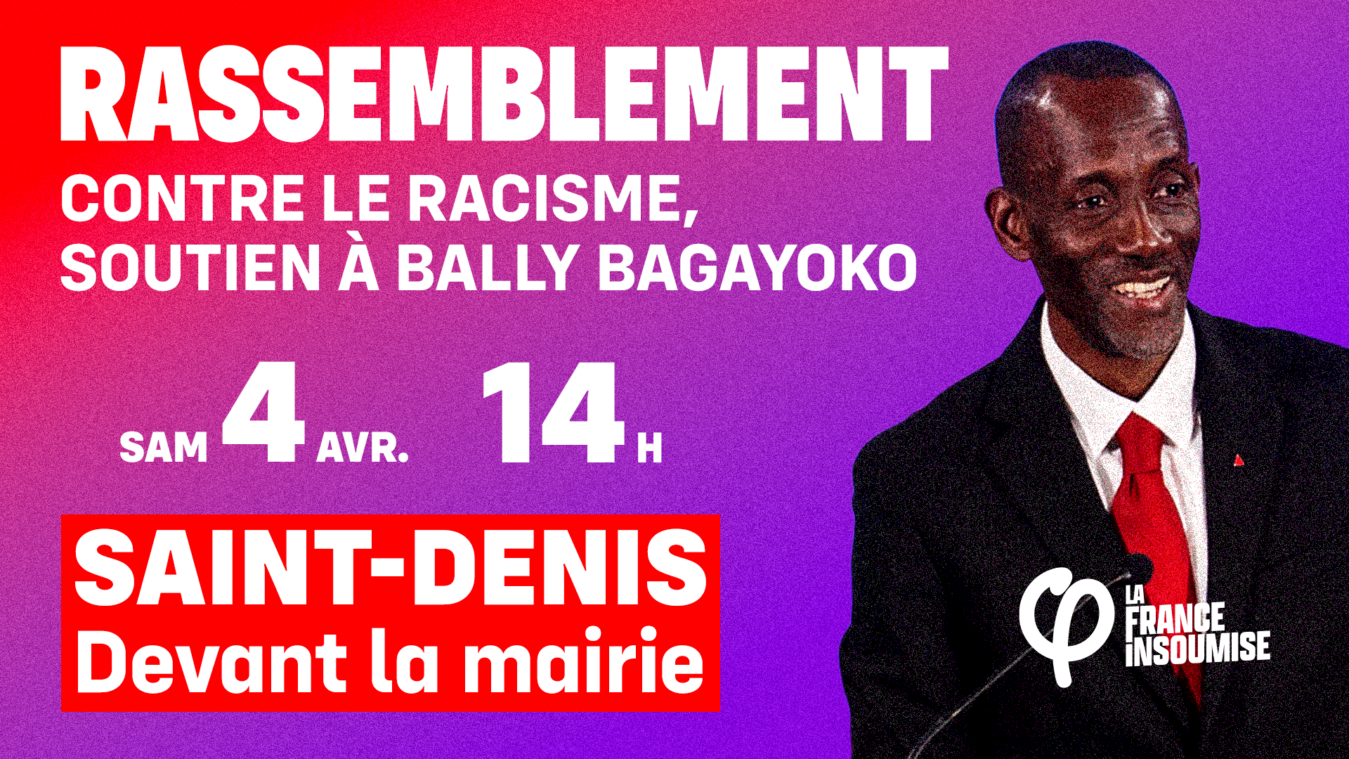 Rassemblement samedi 4 avril contre le racisme et toutes les formes de discrimination à Saint-Denis